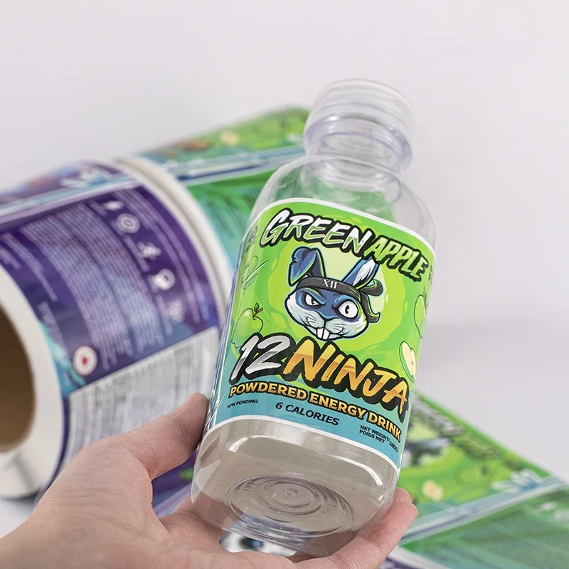 custom printed vinyl waterproof apple grape juice glass bottle sticker bottled beverage labels for bottle