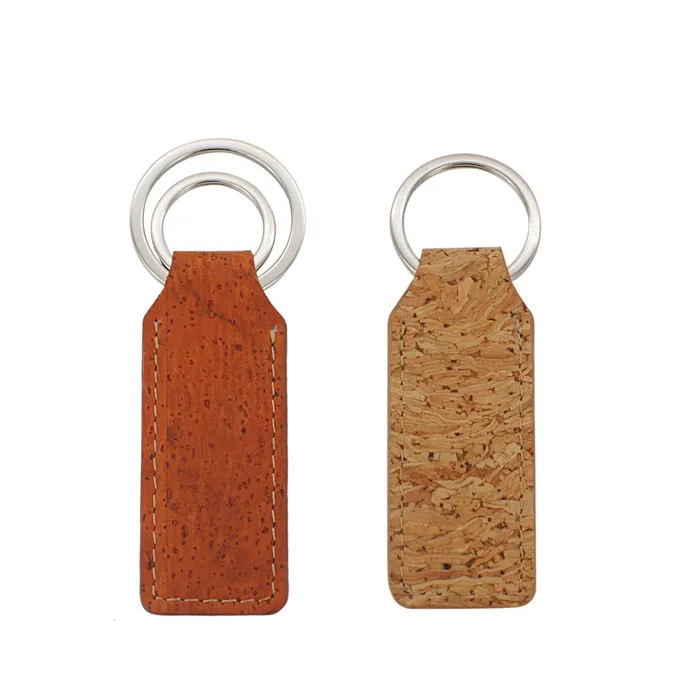 Vegan Cork Key Ring Eco-friendly Custom Logo Cork Keychain Alloy Light Keychain Smart Key Holder Wood Wholesale Natural 0.011kg