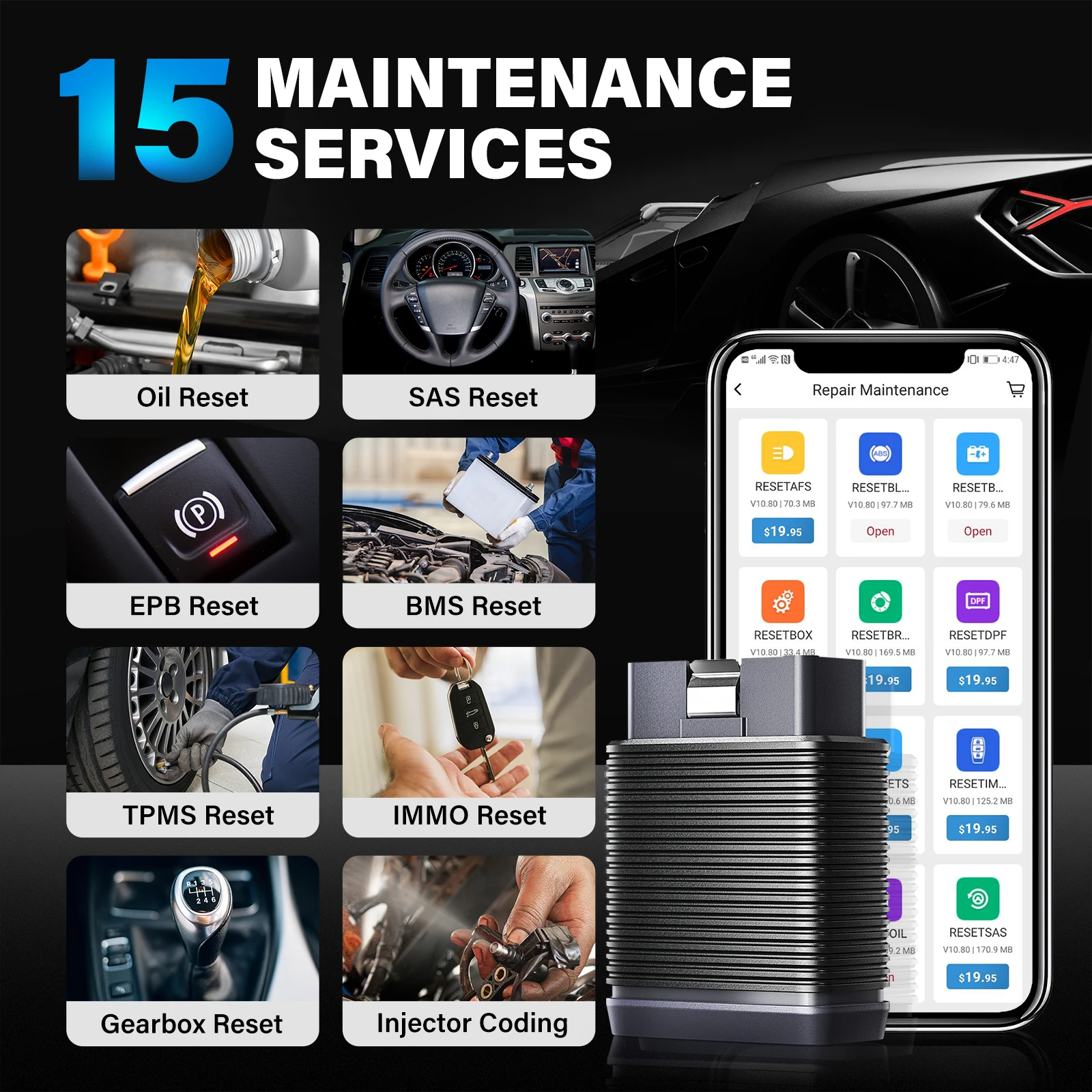  Беспроводной диагностический инструмент SmartDiag Mini DIYer OBD2 с 15 услугами сброса и 1 готом бесплатного обновления для всех