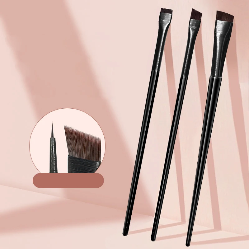 Hot Sale Popular  Soft Makeup Brush Synthetic Hair Wire Drawing Handle Makeup Brush Flat Head Oblique Head Blade Eyebrow Brush