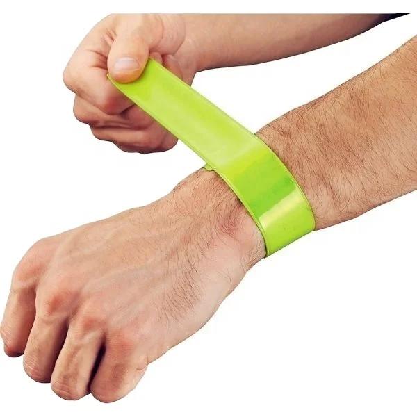 Custom  Plastic reflective  Fluorescent  Slap  Bracelet slap wrap