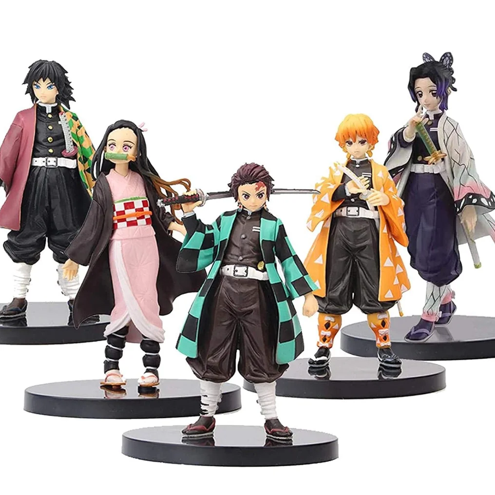 Anime Demon Slayer katana Model Decoration Collection Toy Blind Box Action Figure Set PVC Toys Zenitsu Tanjiro Nezuko