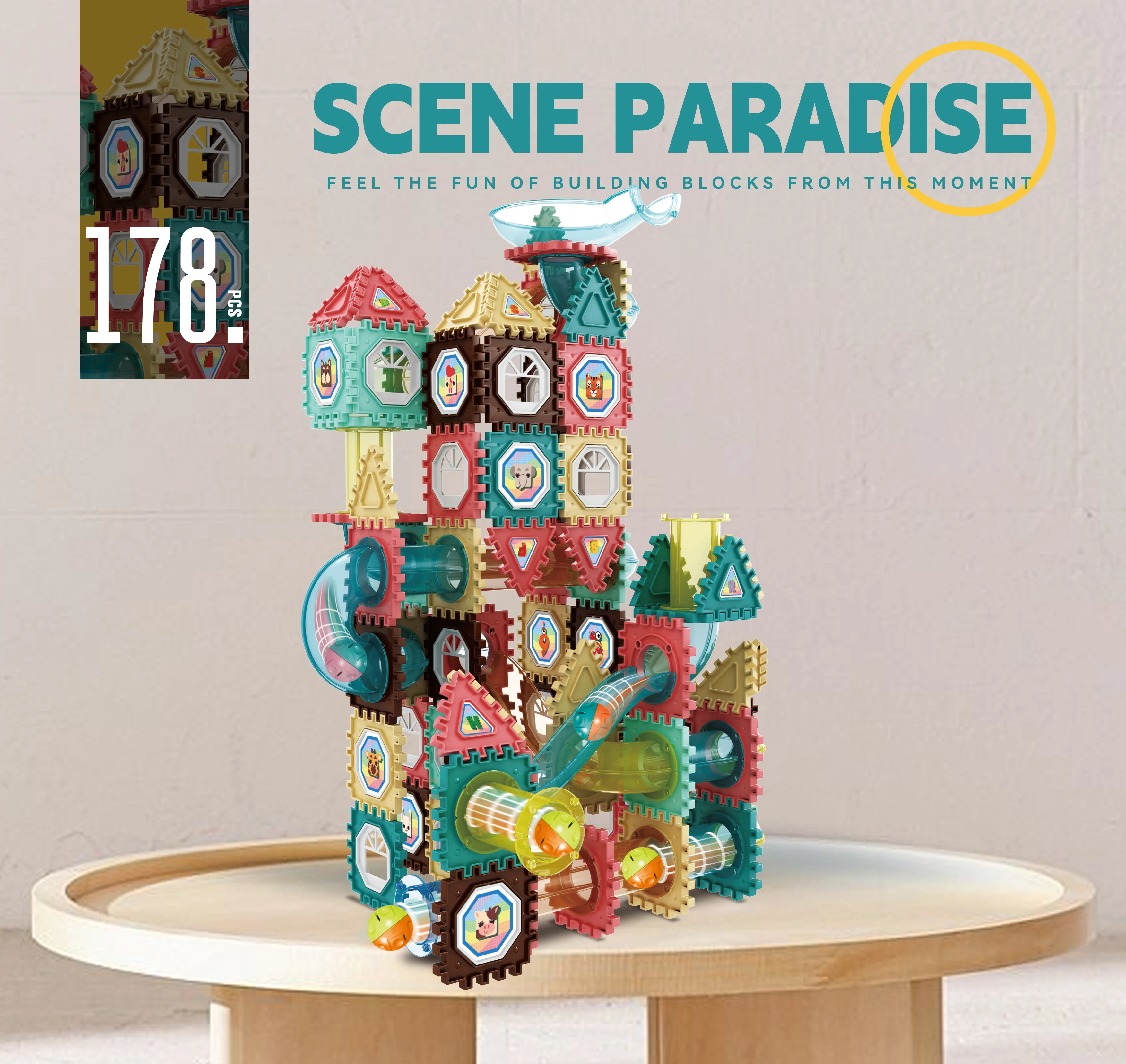 228 PCS STEM Building Toys Marble Runs Track Building Blocks DIY Educational OEM ODM Learning Toys for Kids