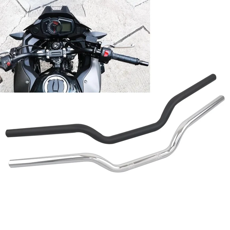22mm Universal Motorcycle Handlebar Motor Motorbike Handlebars Moto Scooter Retro Black Silver Handle Bars