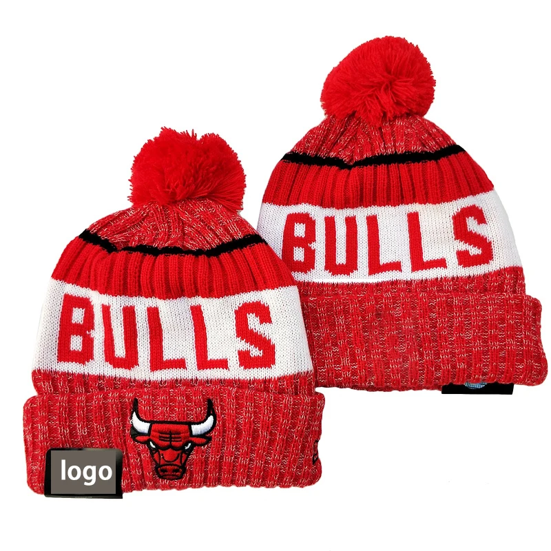 Classical Cuffed Pom Pom Beanie Hat knitted basketball Caps Laker Celtics Fans Beanie Hats With Jacquard Logo