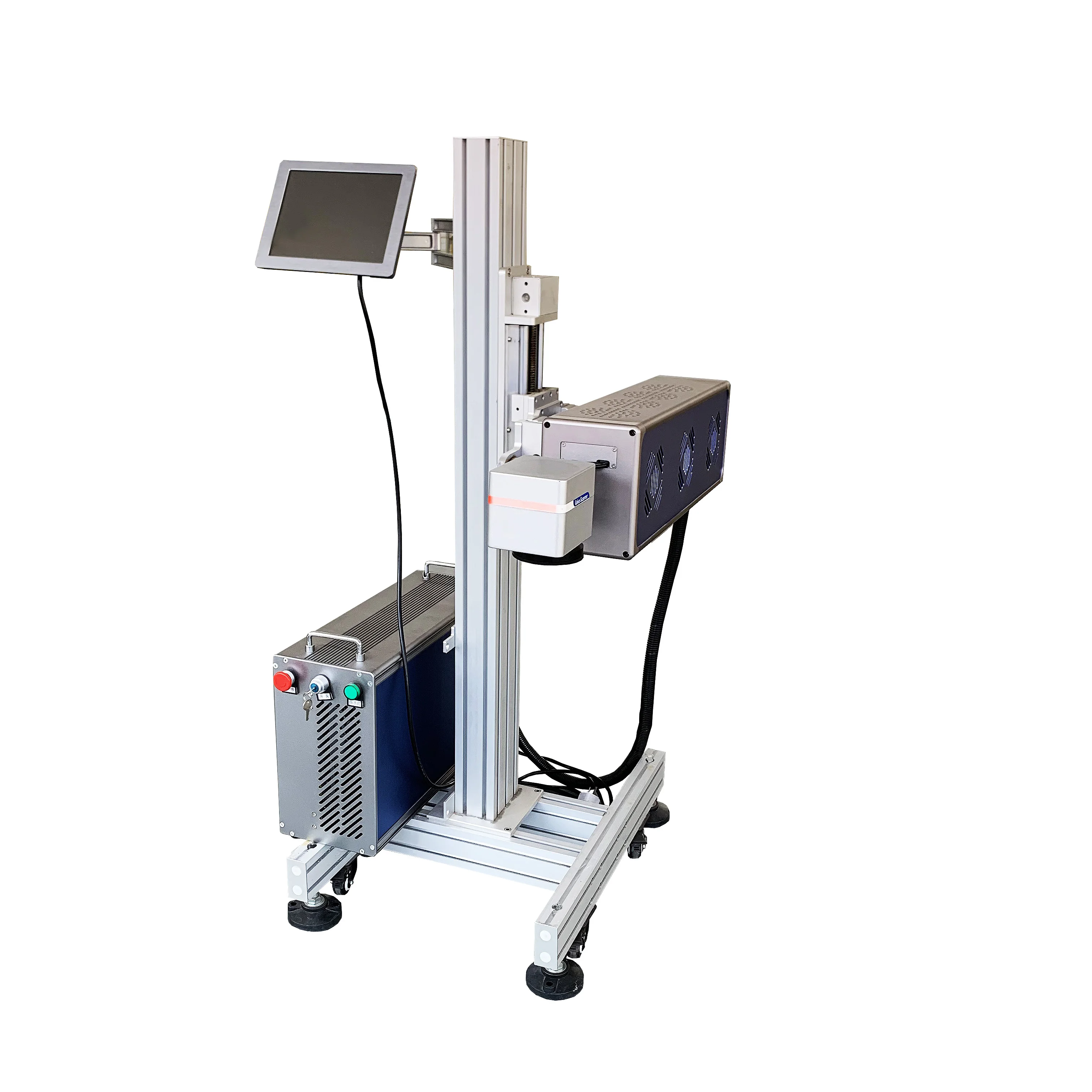 High quality 2022 new production line co2 lazer marker pet tags 30w cheap CO2 flying laser marking machine