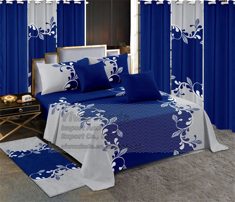 wholesale bed sheet king size 13 pieces bedding set with curtains queen size bedsheets sets