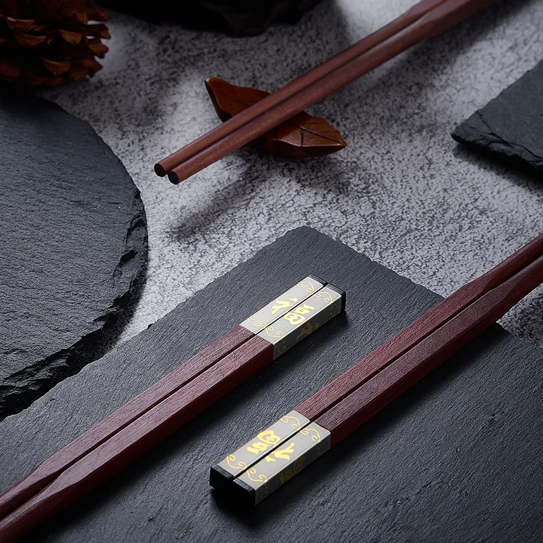 Chopsticks Gift Set 24cm Twin Red Sandalwood Chicken Wings Chopsticks Box