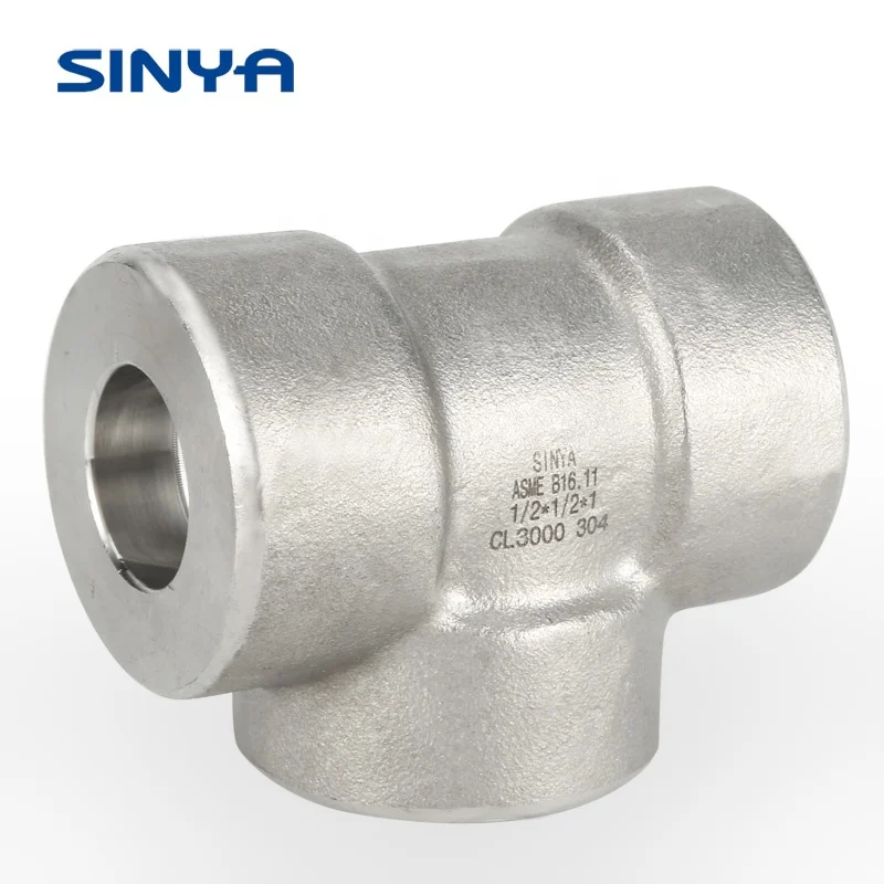 Forged Socket Welding Equal Tee Pipe and Threaded Pipe Stainless Steel Alloy Elbow Fitting 316L SS 1 in. 304L ASME B16.11