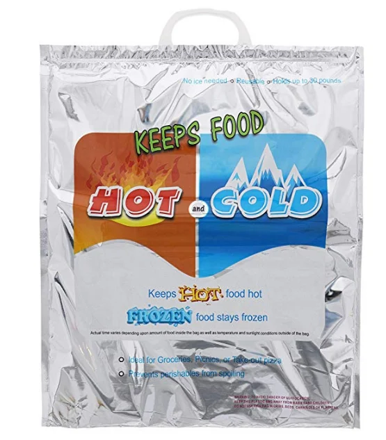 Large Thermal Insulated Food Carry Bag Hot Cold Insulated Foil Grocery Bag Aluminum Foil Customized Branded Insulated Packaging