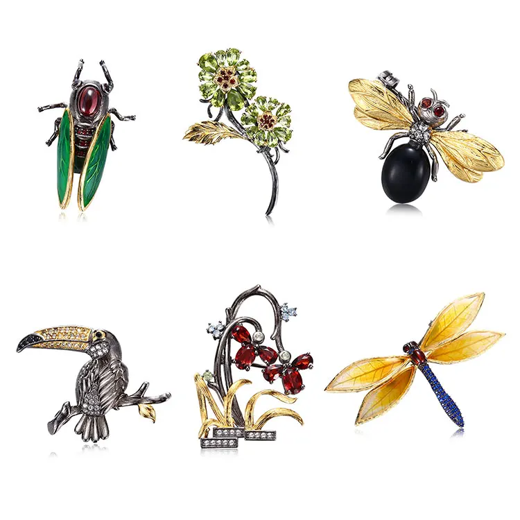 Special Faberge Spider Design 925 Silver Animal Brooch with Shell Pearl