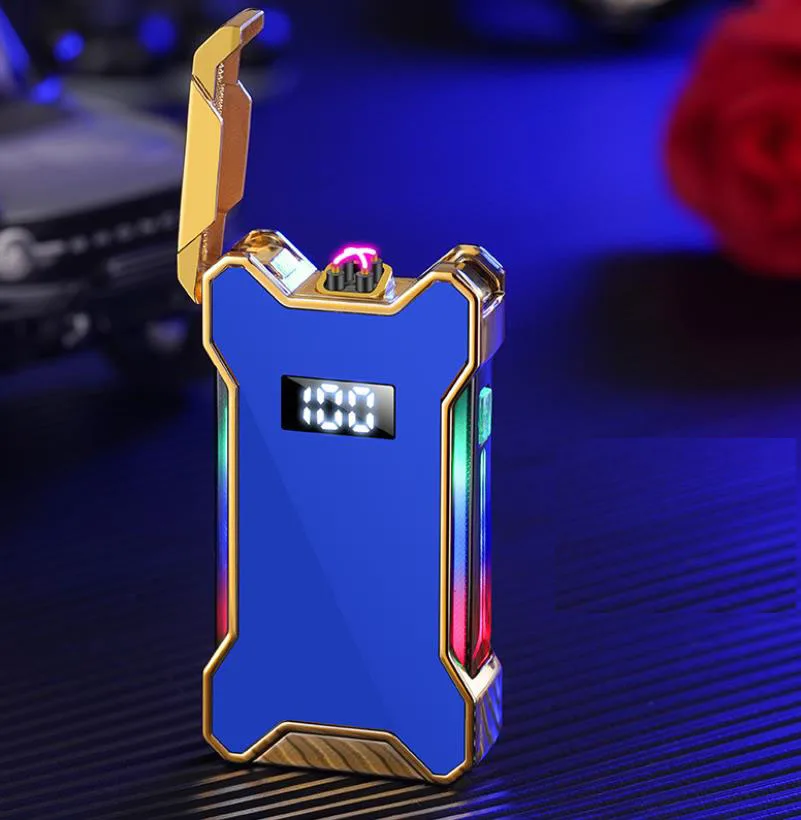 Double Arc Windproof Lighters Plasma Arc LED Type-C Charging Cigarette USB Electronic Lighter