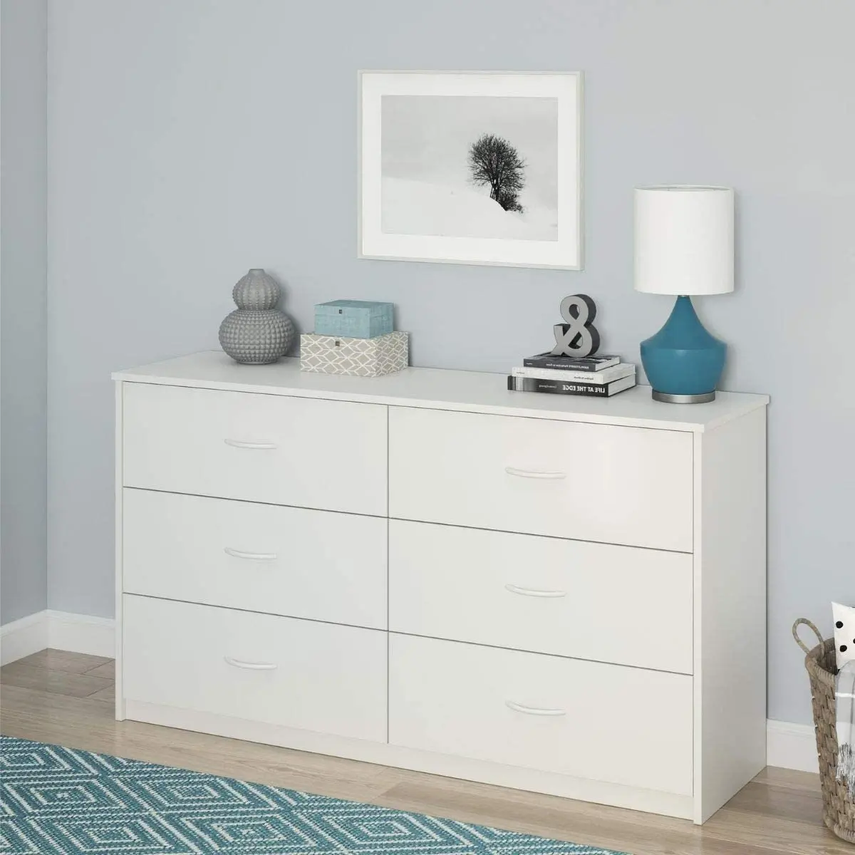 White dresser 6 drawer hot sale wide chest of drawer white dresser