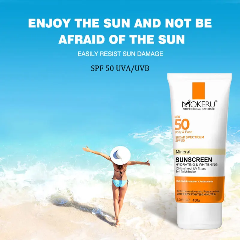Безмасляный солнцезащитный крем для тела и лица SPF 50 UVA UVB бескислородный чувствительных