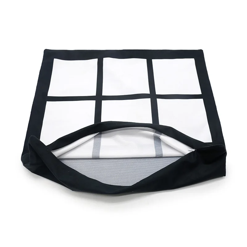 Decorative photo design printable pillow cover outdoor polyester custom blank sublimation 9 panel pillow case