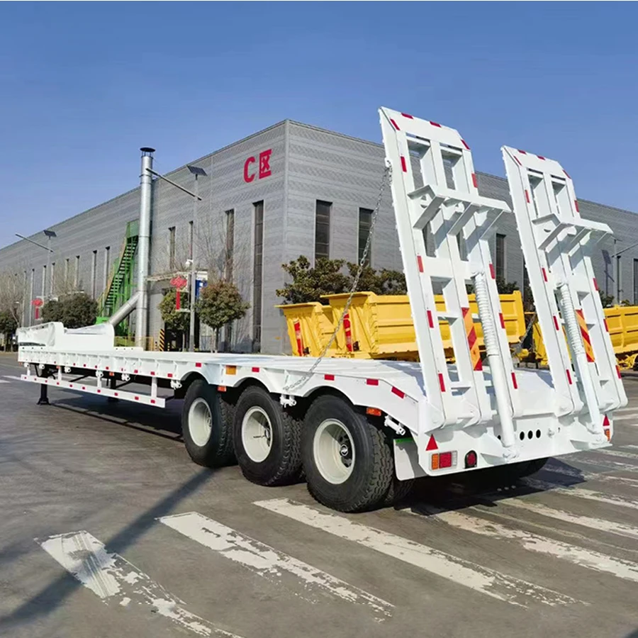 Low Price 2 3 4 Axels 10m-18m 50ton 80ton Lowboy Transport Semi Trailer Trucks 100ton Lowbed Truck Trailers