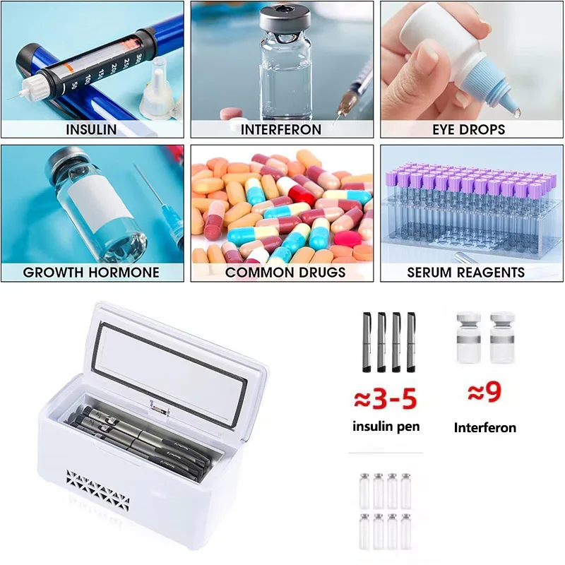 12v Mini Fridge with Temperature Control Portable Insulin Refigerador Refrigeration Insulin Cooler Box for Travel