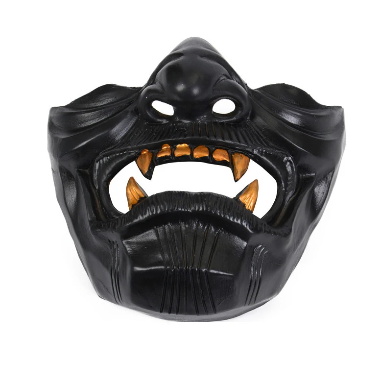 
Japanese Ghost Face Diablo Tsushima Soul Latex Mask Halloween Prajna Men And Women Half Face Party Horror Mask 
