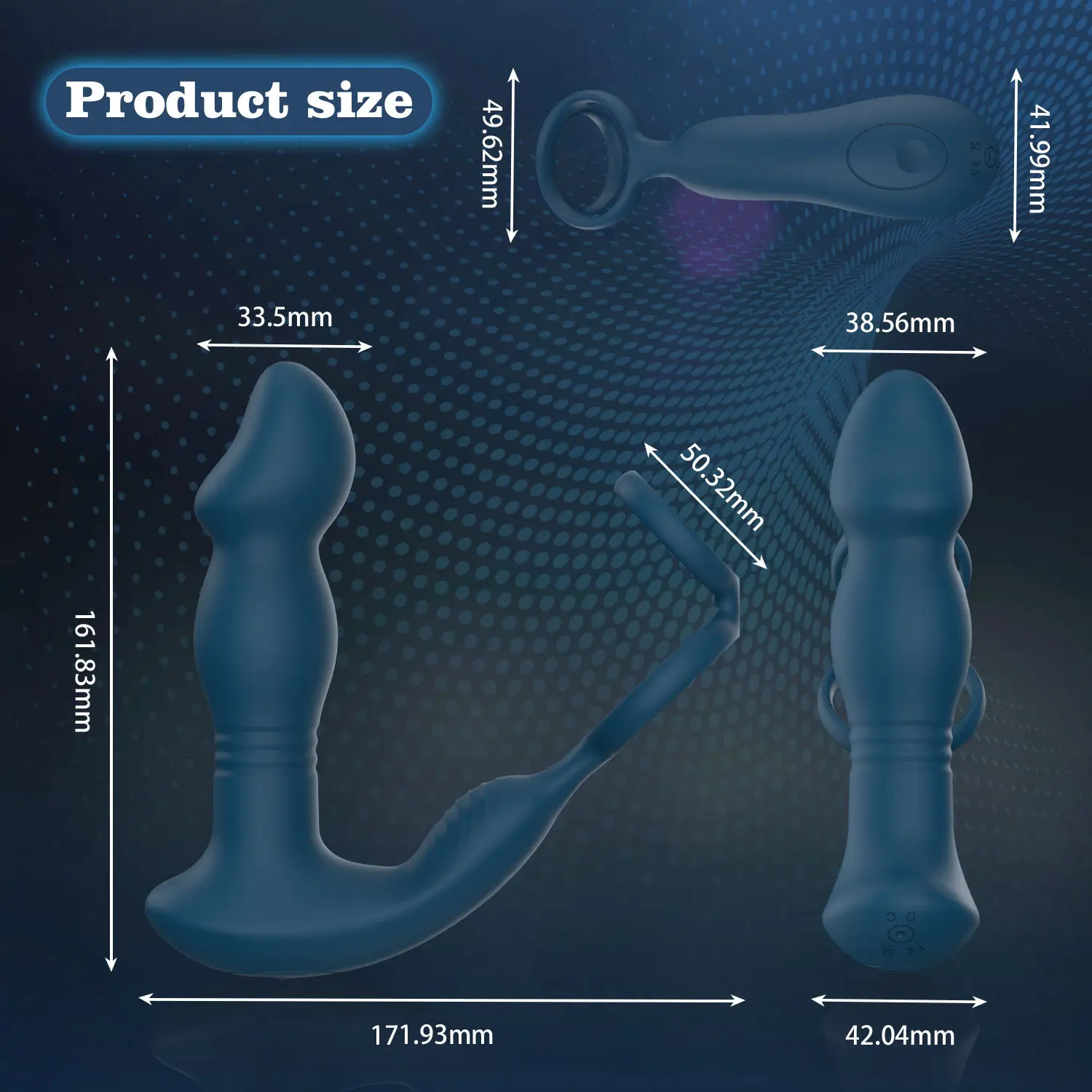 USB-Powered Double Ring Anal Vibrator and Retractable Anal Plug Remote-Controlled Prostate Massager for Men and Women