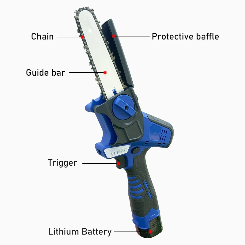 21V Battery Powered 6' Pruning Mini Chainsaw Woodworking Handheld Electric Tree Cutting Cordless Chain Saw