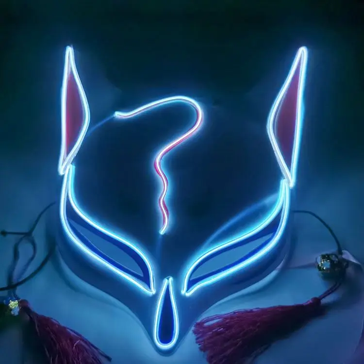 Wholesale Decoration Halloween Mask Light Up Sabito Tanjirou Makomo Demon Slayer Fox Cat Mask Led Party Mask Comic Cosplay