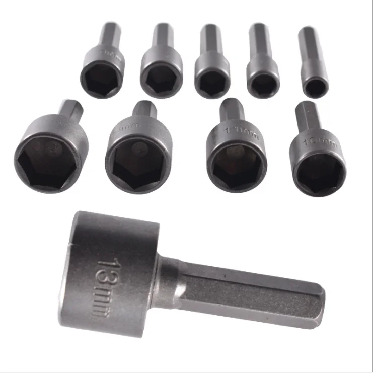 1/4in Hex Shank Socket 9PCS  Tool Set Hexagonal Handle Pneumatic Metric Wrench Electric Wind Batch Hexagon Socket Head