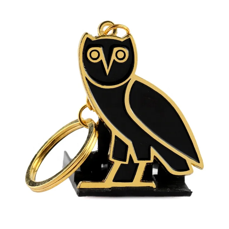 Wholesale Custom Gold Bird Animal Keychain Soft Enamel Owl Key Ring Keyring