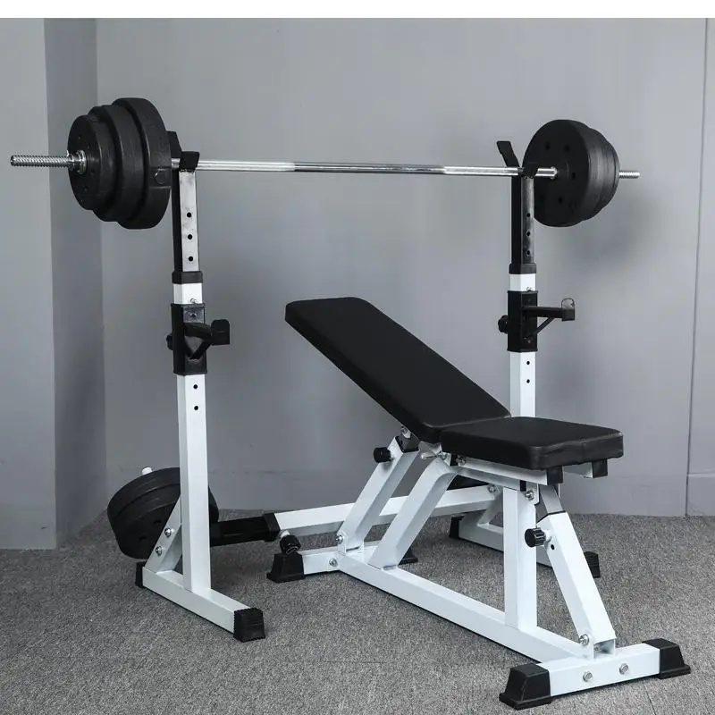 Strength Training Combo Bench Press Barbell Bed Squat Rack Gym Lifting Weight Bench Stool