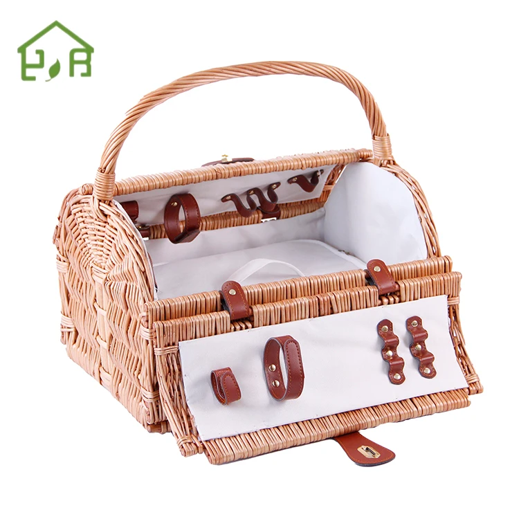 Wholesale set for 4 waterproof cooler wicker Picnic basket