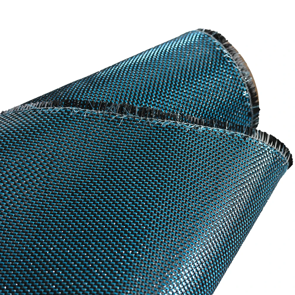 blue twill carbon aramid hybrid fabric fiber cloth