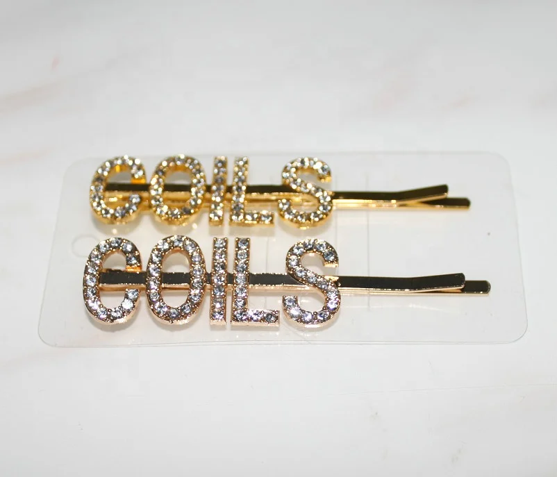 FREE CUSTOMIZED Mixed glitter gold rhinestone hair bobby pin for gril silver bling diamond capital name letters hair bobby clips