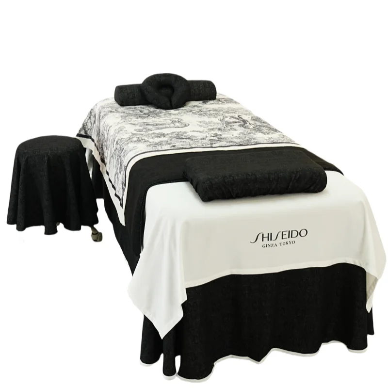 Black Beauty Massage Bed Full Cover Table Sheet SPA Cover Skirt Bedspread Bedding Sets Couch Spa Bed Sheets