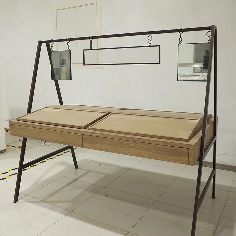 Top Seller LED Glass Counter Wood Frame Phone Smoke Shop Showcase Gondola Display Cabinet for Retail Store Display