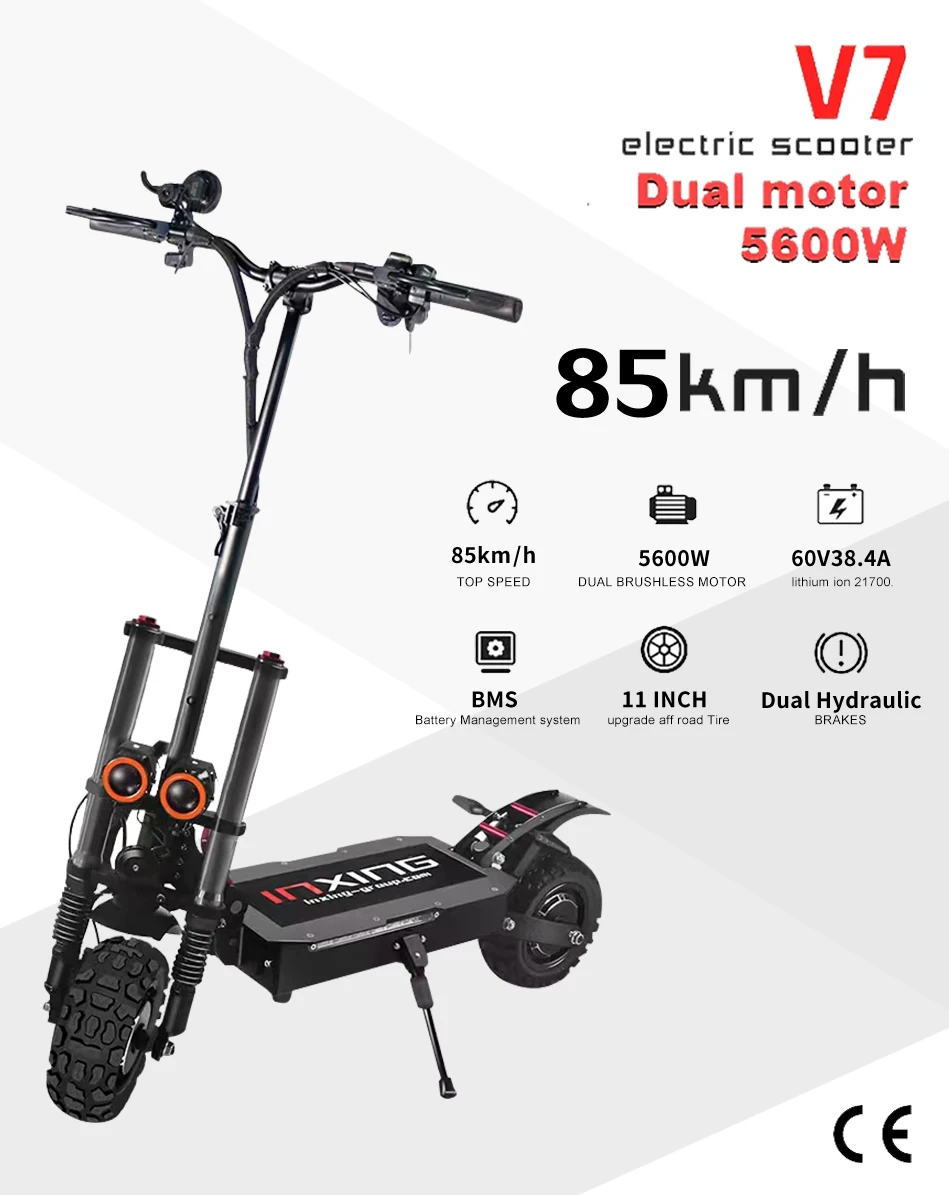 Dual motor 5600w 50 mph 80km h e off-road all terrain long range 60v 35ah 38ah 5000watt 6000w 5000w electric scooter