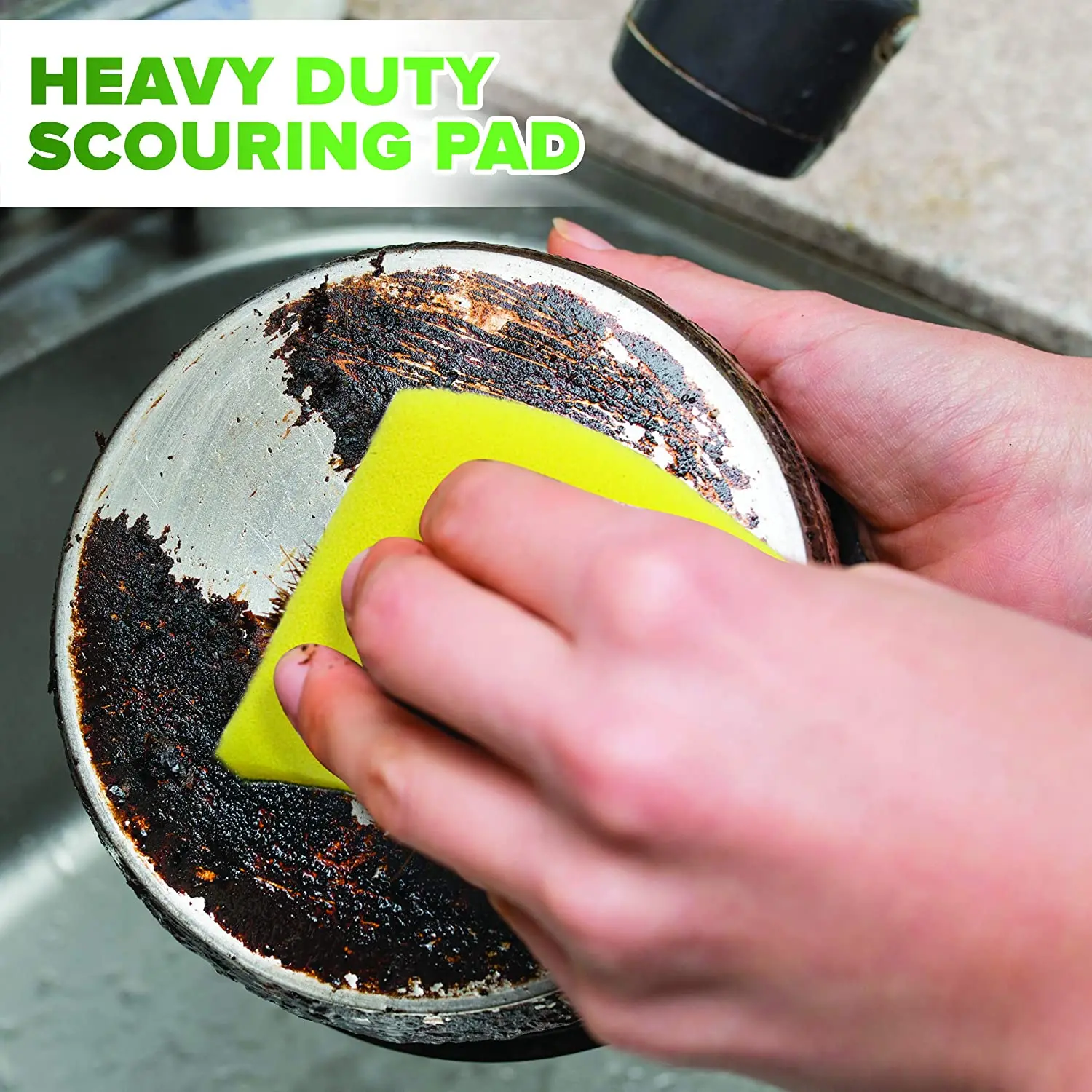 
Heavy Duty Scrub Sponges by SCRUBIT Kitchen Dish, Sink and Bathroom Cleaning Scrubber Sponge - with Non-Scratch Scouring Pad 