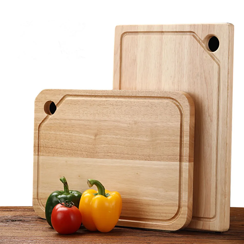 Low MOQ natural wood cutting serving board set chopping board oak customized with groove