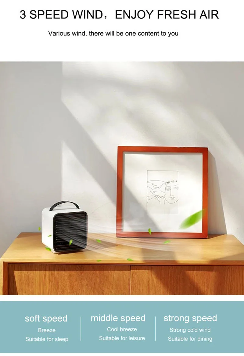  2000mAh 150ml Negative Ion Air Purifying Humidifying Fan Mini Portable Cooler with Night