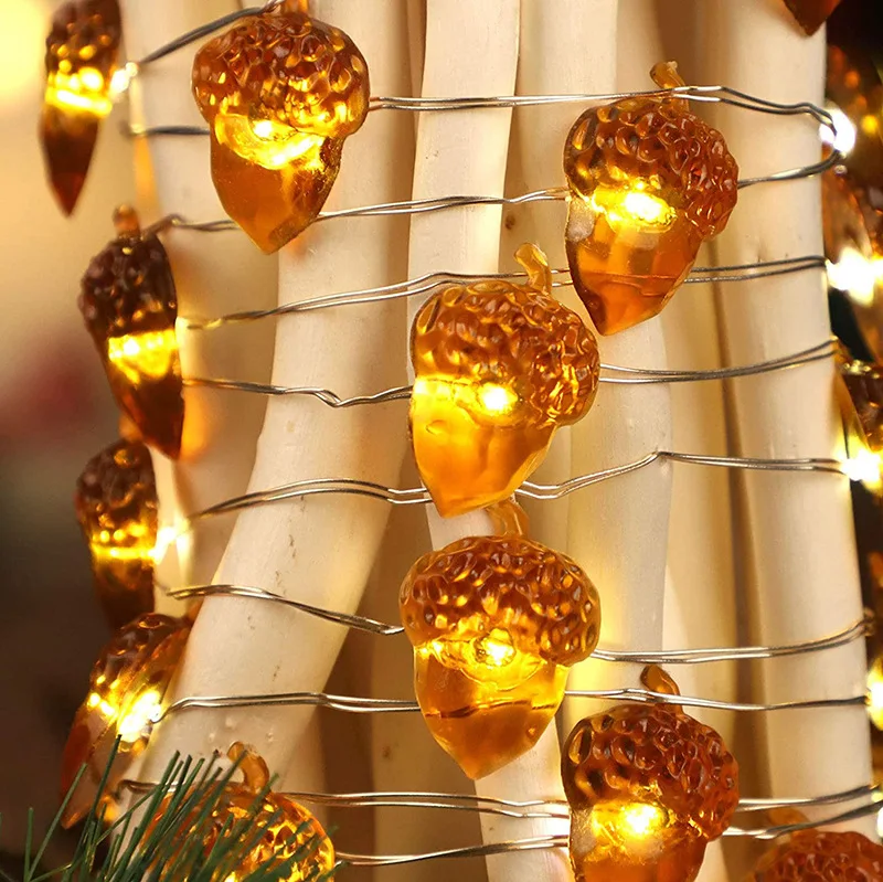 Led Pine Cone String Lights Hazelnut Atmosphere Christmas Light For Indoor Room Holiday Decoration