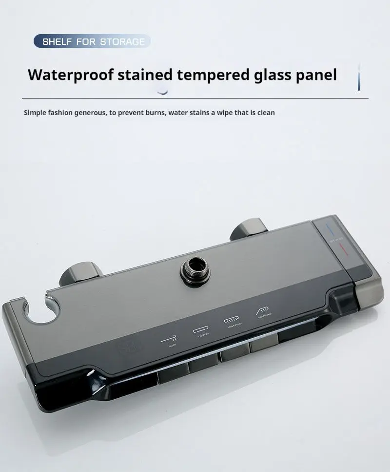 Duchas Modern Digital Cold And Hot Water Brass Luxury Rain Mixer Black System Thermostatic Piano Key Bathroom Smart Shower Set