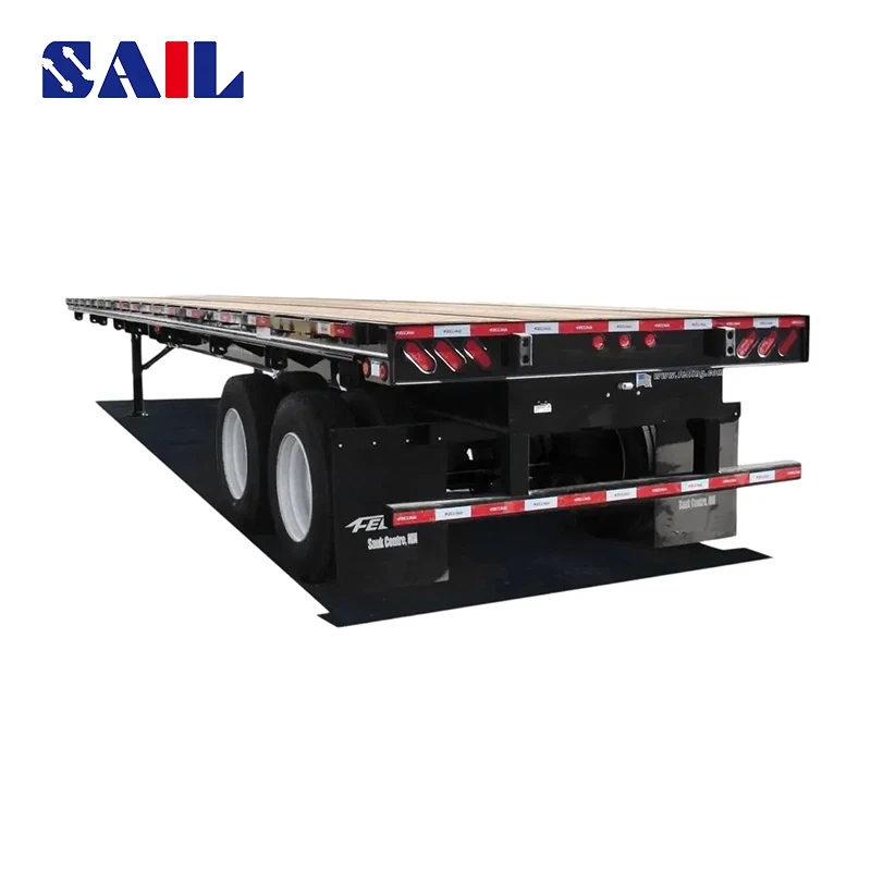 SAIL Custom High Quality 13.6m 3 Axle 40ft Steel Container Carrier Van Bracket Cargo Truck Flatbed Semi Trailer