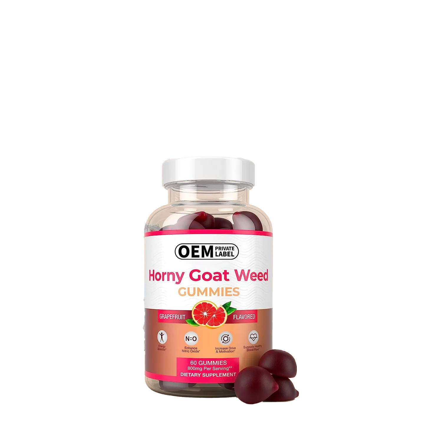 Potent Horny Goat Weed Extract Vegan Gummies Max Potency Chews 800mg for Performance and Stamina Natural Grapefruit Flavor
