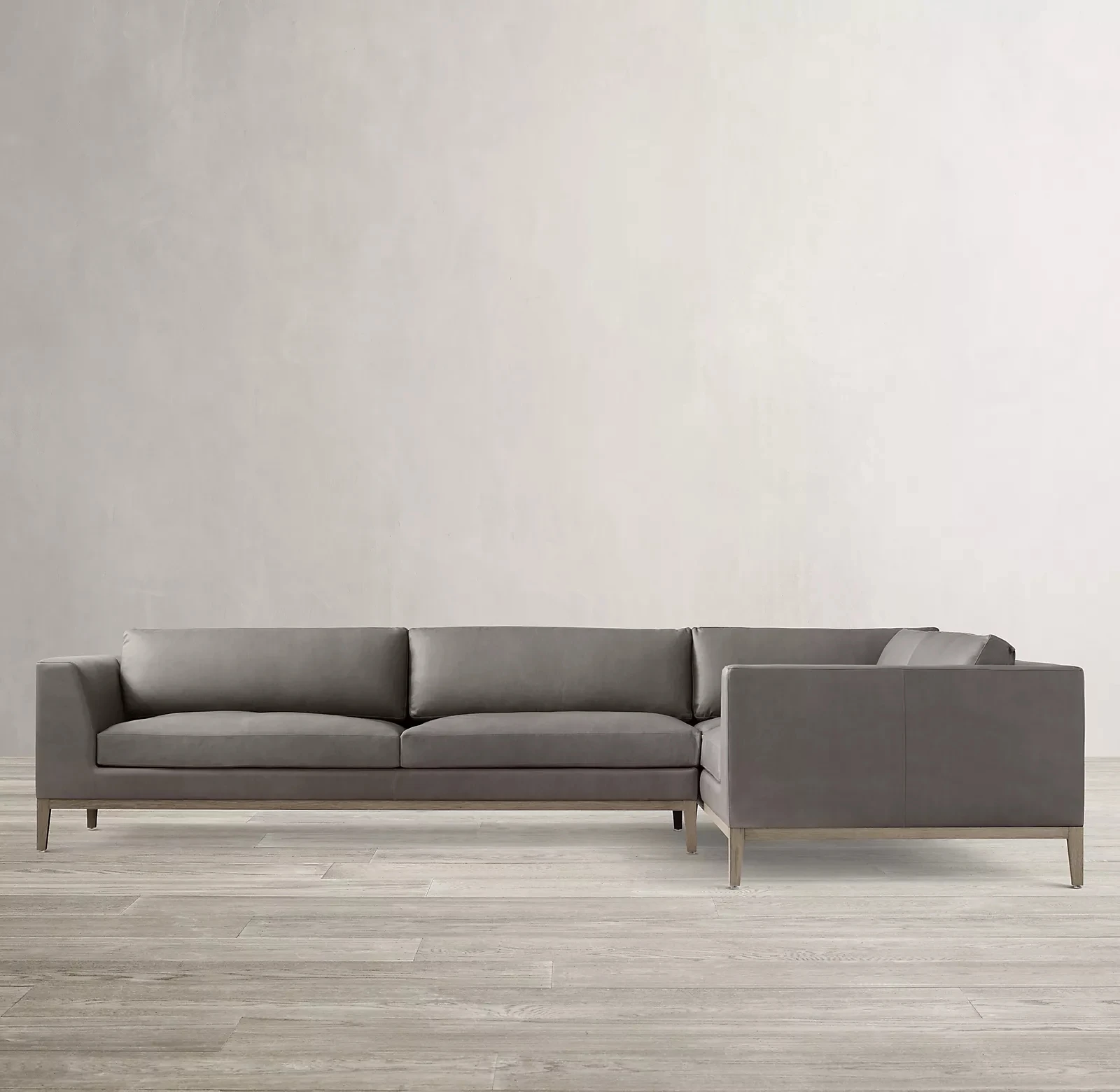 Italian modernist leather customized sectional sofa set oak base living room furniture