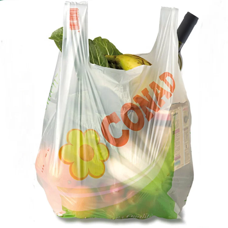Custom Heavy duty LDPE HDPE thank you vest carrier plastic bags T-shirt plastic bag for supermarket