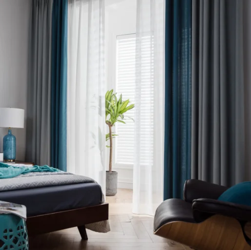 Wholesale luxury Eyelet blackout ready made curtain for living room sets