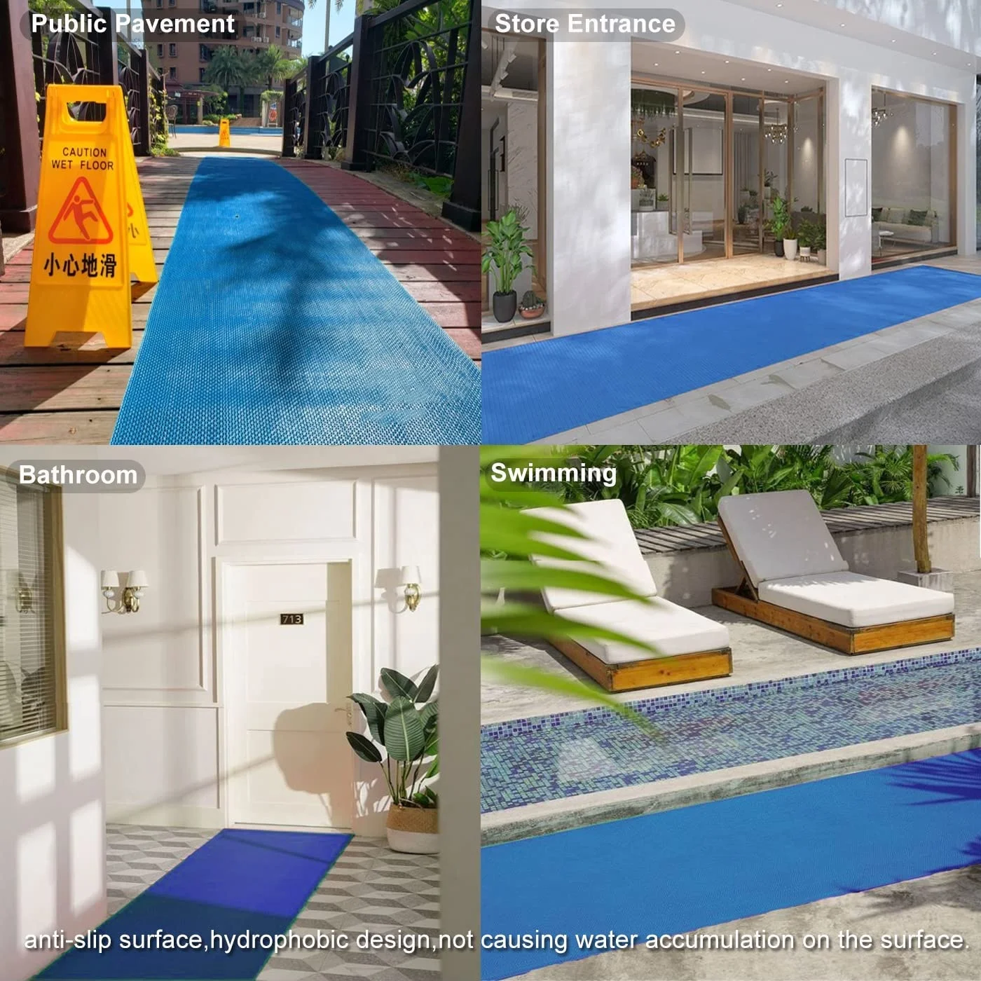 Commercial Anti Fatigue PVC Floor Wet Area Door Mat Bath Shower Floor anti-slip floor mat pvc s mat