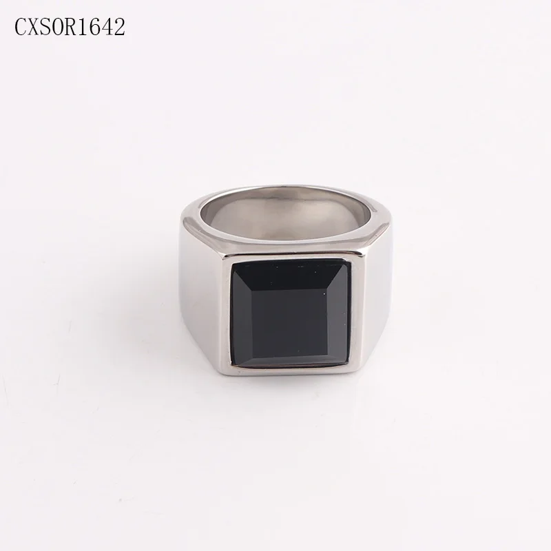 Dark Luxury 2022 new design stainless steel women ring IP Gold plated natural gem stone Men ring