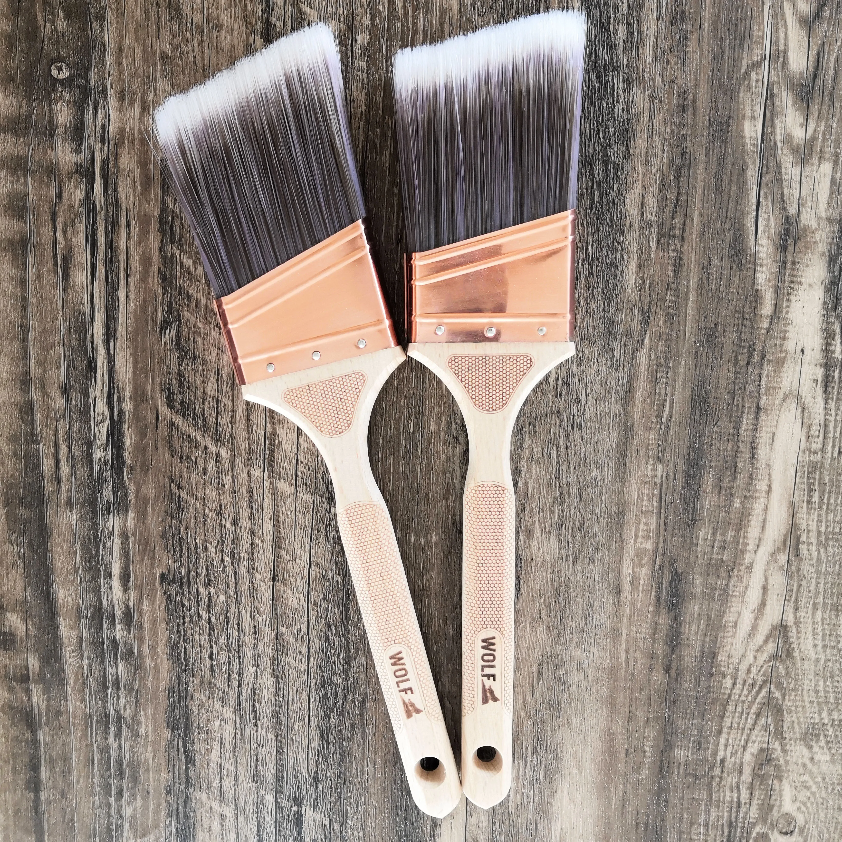 Customizable Beech long wood handle 2.5 inch Angular Trim Acrylic Angle Paint Brushes for Wall