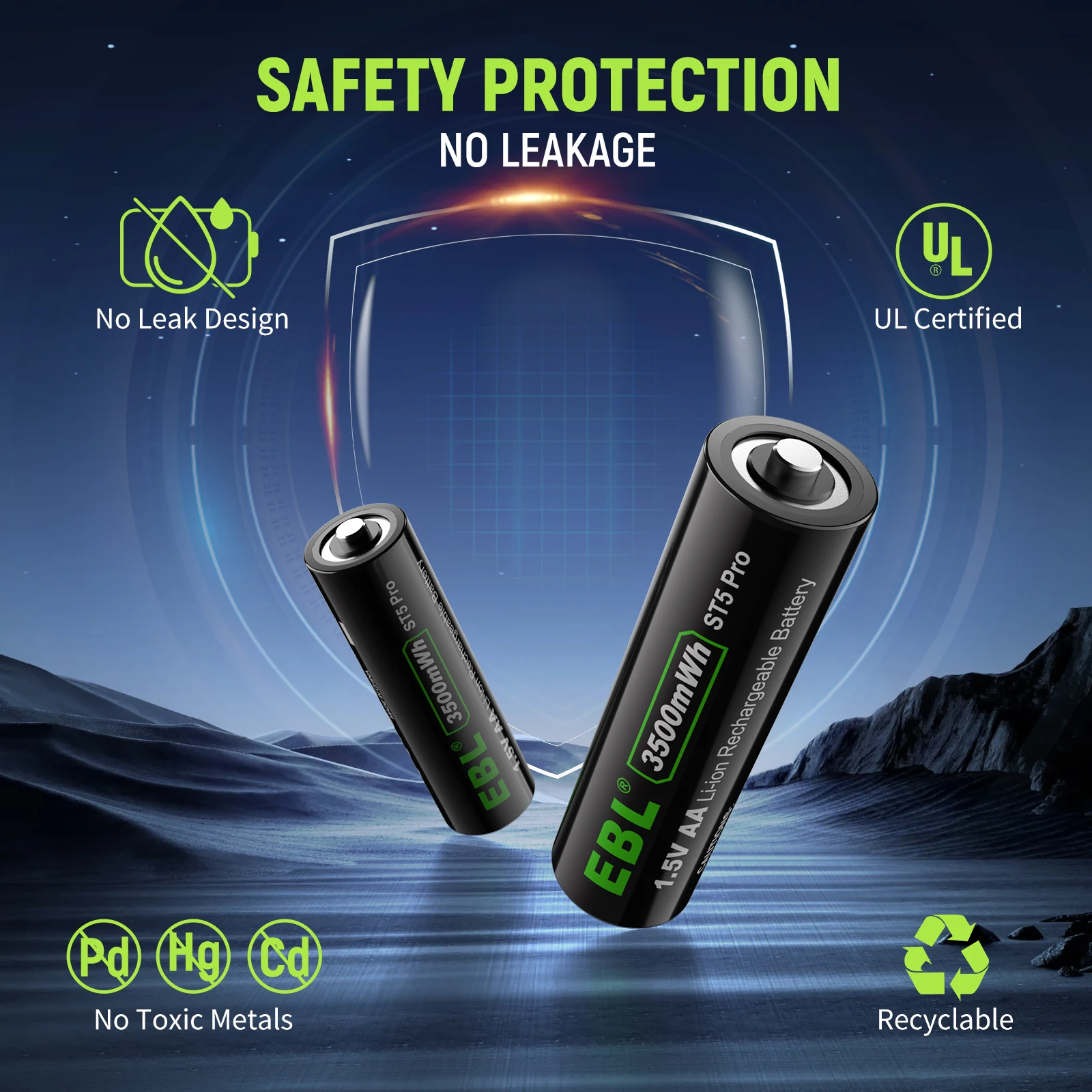 Long Lasting 4 Pack Blink Camera Double A EBL 2000mah 1.5 V 3500mwh Rechargeable Lithium Ion AA Lithium 1.5V Battery