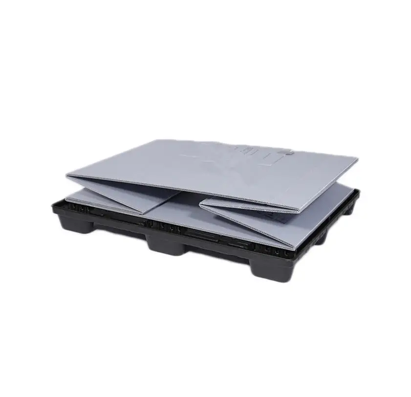 Plastic Sleeve Box with bottom pallet and top lid Pack Bulk Systems Corrugated Plastic Box for transport and storage