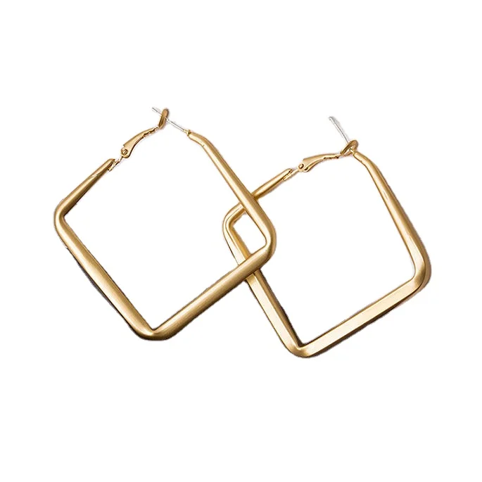 
Square Golden Metal Hoop Earrings Stainless Steel Earrings Jewelry for Women 2021 